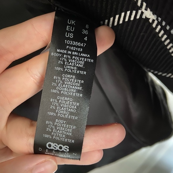 ASOS Black & White Checkered Double Breasted Classic Blazer w/ 2 Pockets Size 4 - Picture 11 of 13